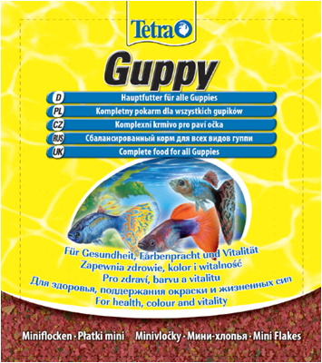 Корм Tetra Guppy для гуппи и других живородящих рыб, хлопья, 12г