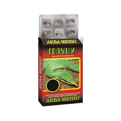 Корм замороженный АКВА Меню для животных, Мышь новорождённая ГОЛЫШИ, Блистер 8 шт.